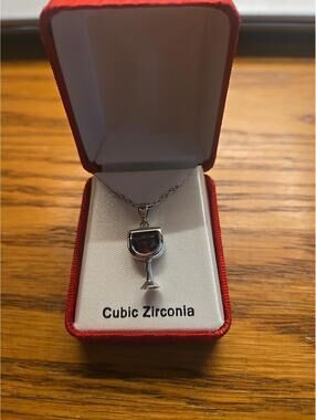 Wine Glass Pendent With Neckless